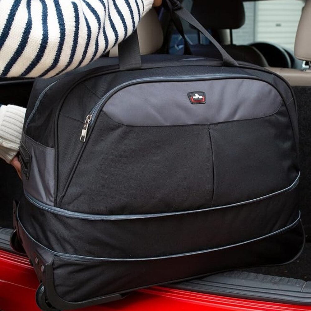 NEW! Expandable 60L Water-resistant Rolling Duffle Bag with Telescopic Handle